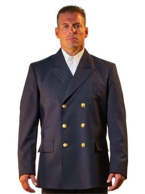 211BL - Double Breasted Coat with Bottom Flaps - Polyester Wool Blend